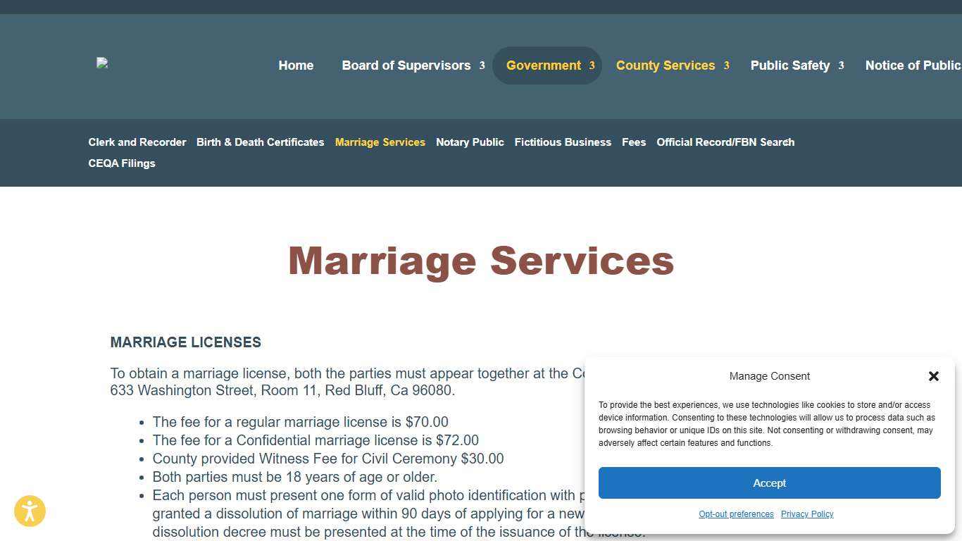 Marriage Services Tehama County